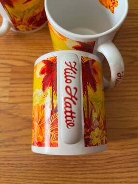 Hilo Hattie The Store of Hawaii Tropical Hibiscus Palm Tree Ceramic Coffee Mugs,